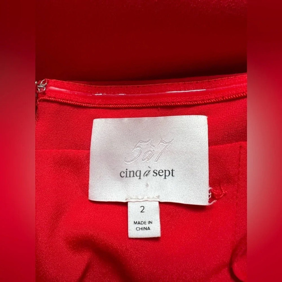 Cinq a Sept Red Strapless Luna Midi Sheath Mermaid Hem Dress Size 2 - Picture 9 of 10